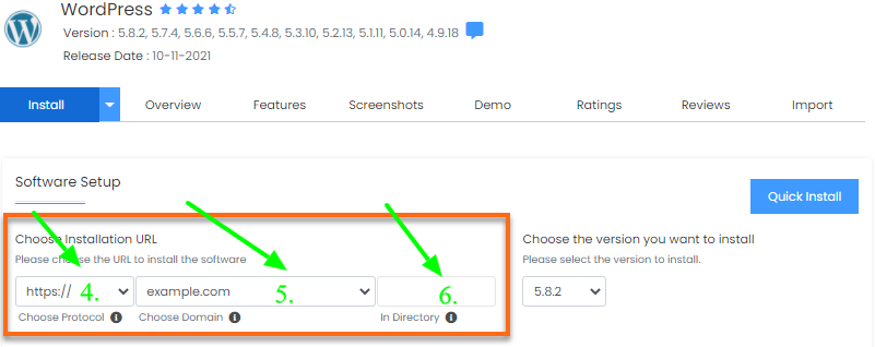 Install WordPress With Softaculous - Choose Domain